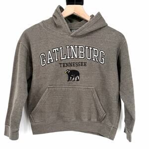 Gatlinburg Tennessee Bear Graphic Pullover Hoodie Kids M Heather Green EUC Cozy